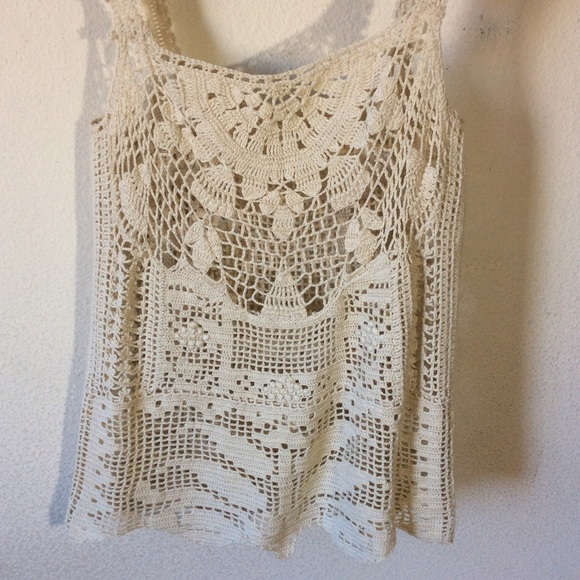 Vintage Art Deco Crochet Knit Blouse Vine Leaves - Picture 2 of 9